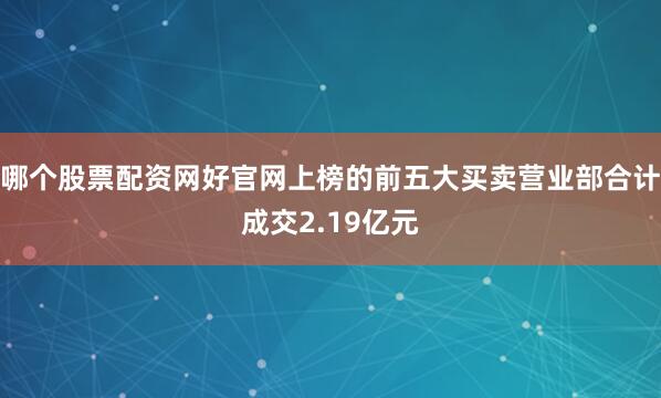 哪个股票配资网好官网上榜的前五大买卖营业部合计成交2.19亿元